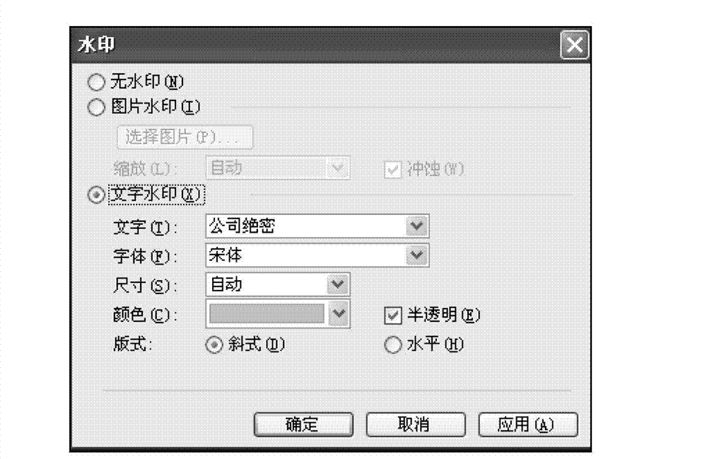 System and method for inserting watermarks into application document