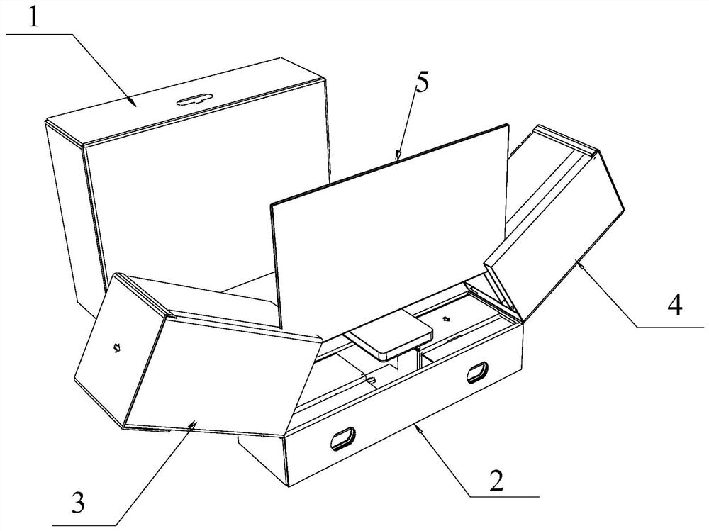 A rotating origami packaging structure