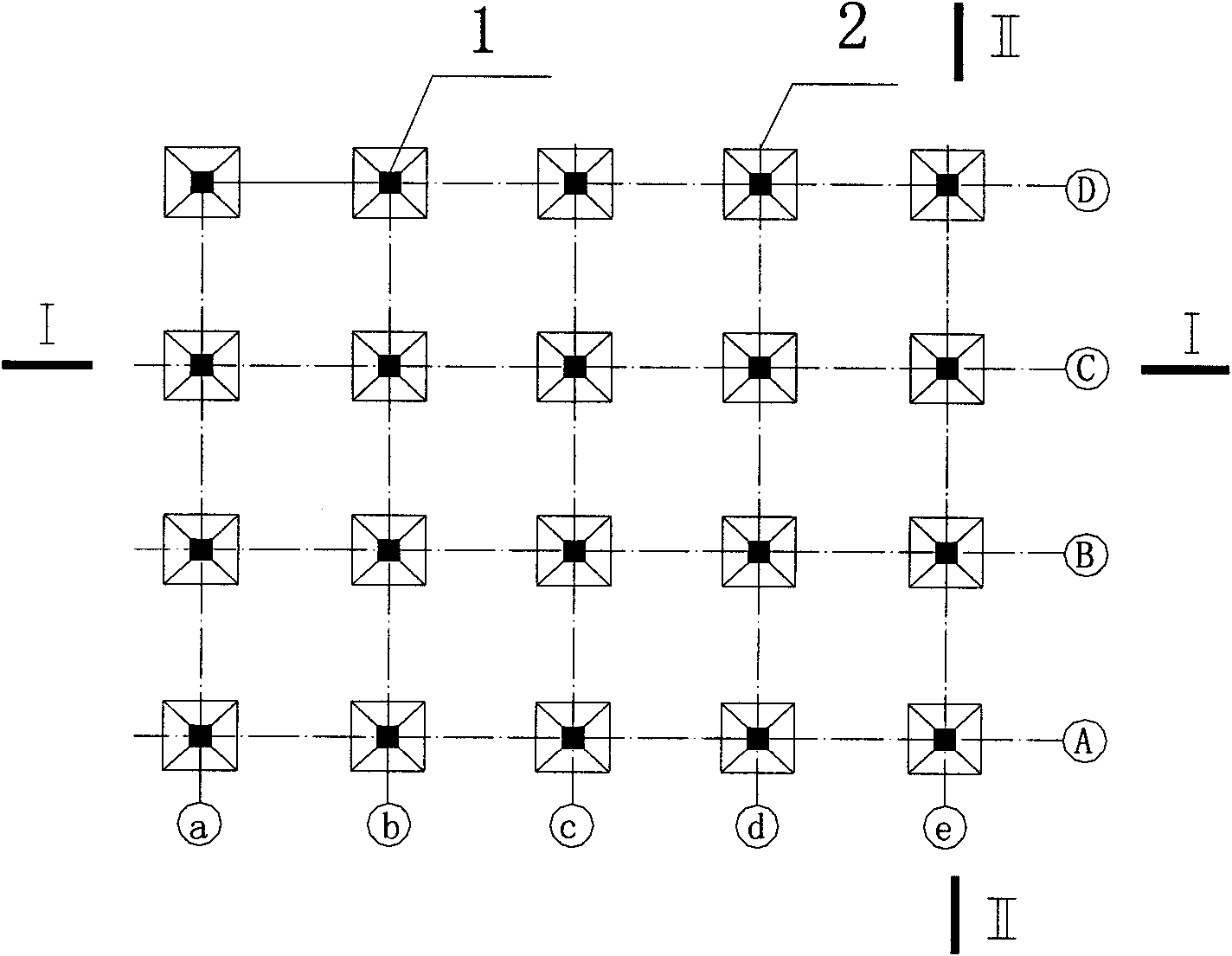 Underground storey-adding process of frame structural building by one-by-one independent foundation underpinning method