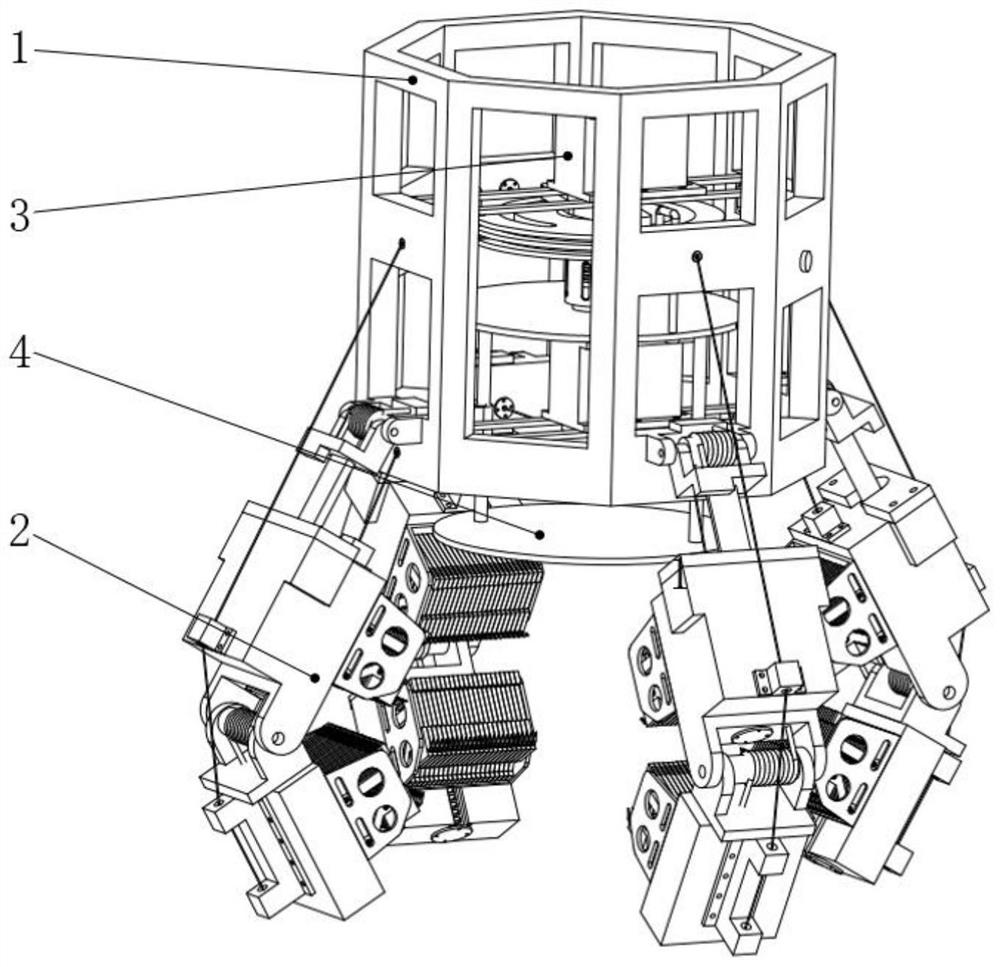 Controllable claw attachment and grasping mechanism and working method for small celestial body detection