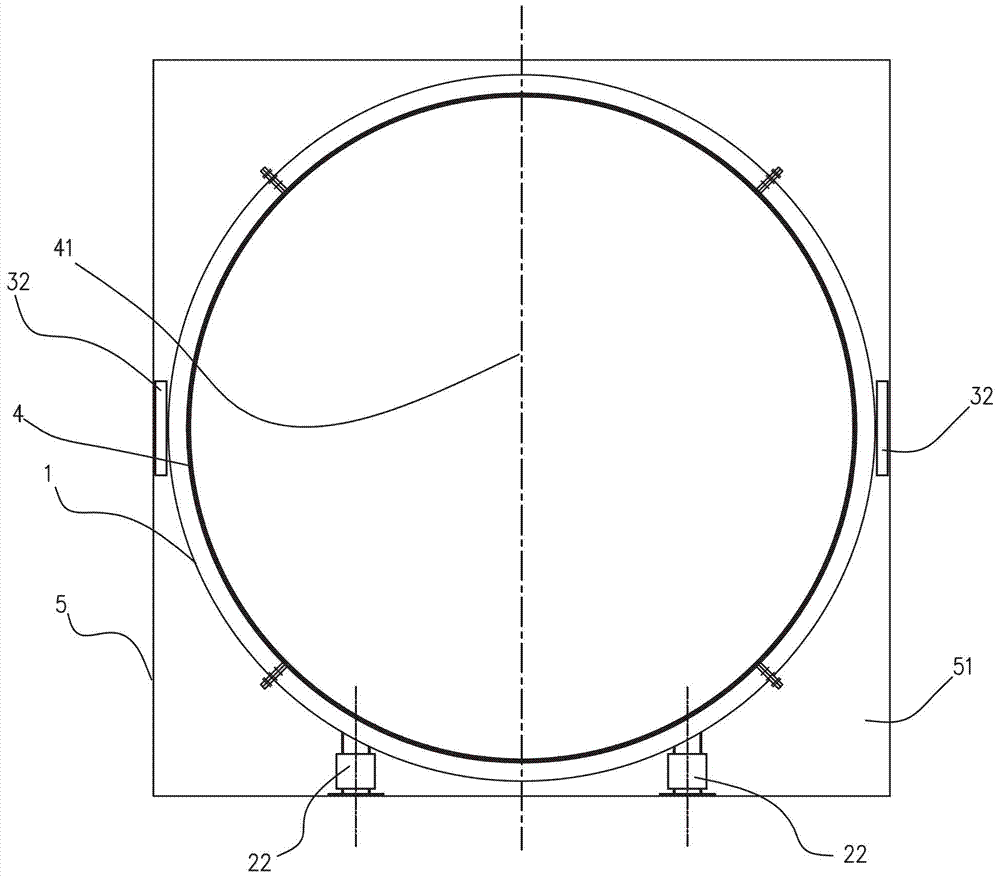 The non-rigid support system and the chimney of the horizontal section of the inner tube of the chimney