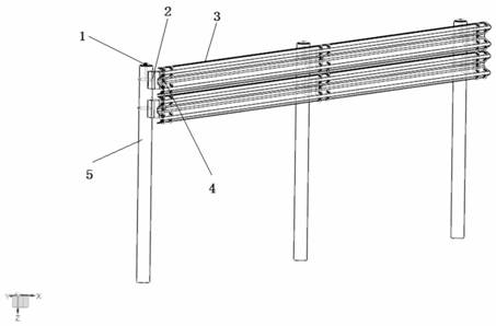 Novel upper and lower double-plate corrugated beam guardrail