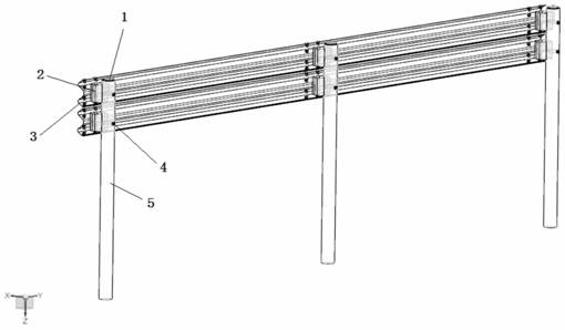 Novel upper and lower double-plate corrugated beam guardrail