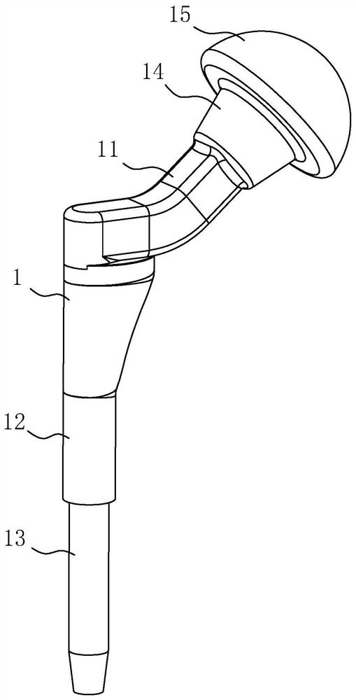 Hip-joint prosthesis upper-end structure capable of replacing small tuberosity part