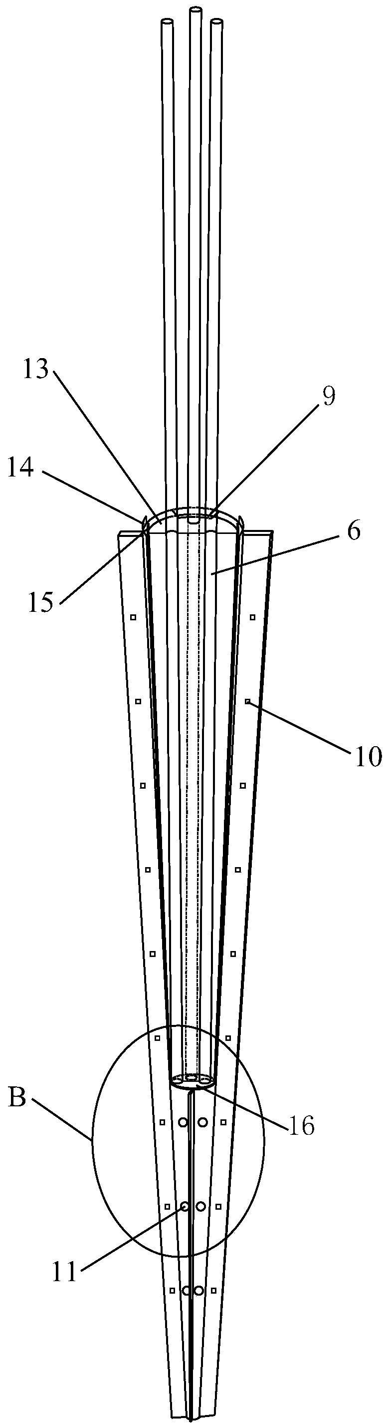 A coal pile temperature measurement and cooling grouting device and system