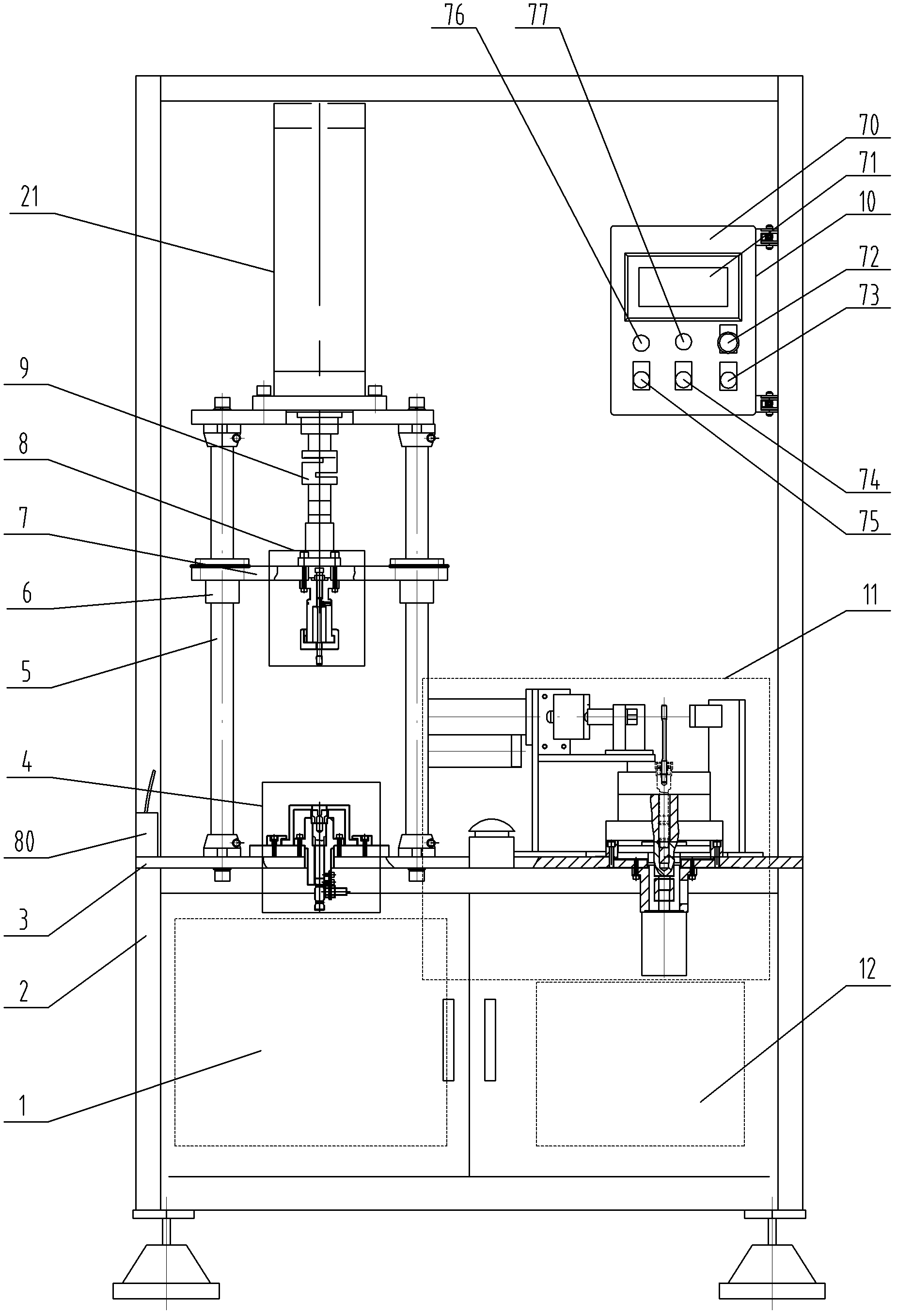 Automatic torsion bar press fitting, measuring and straightening equipment