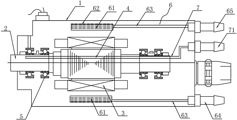 High-speed motor spindle adopting lubrication under loop