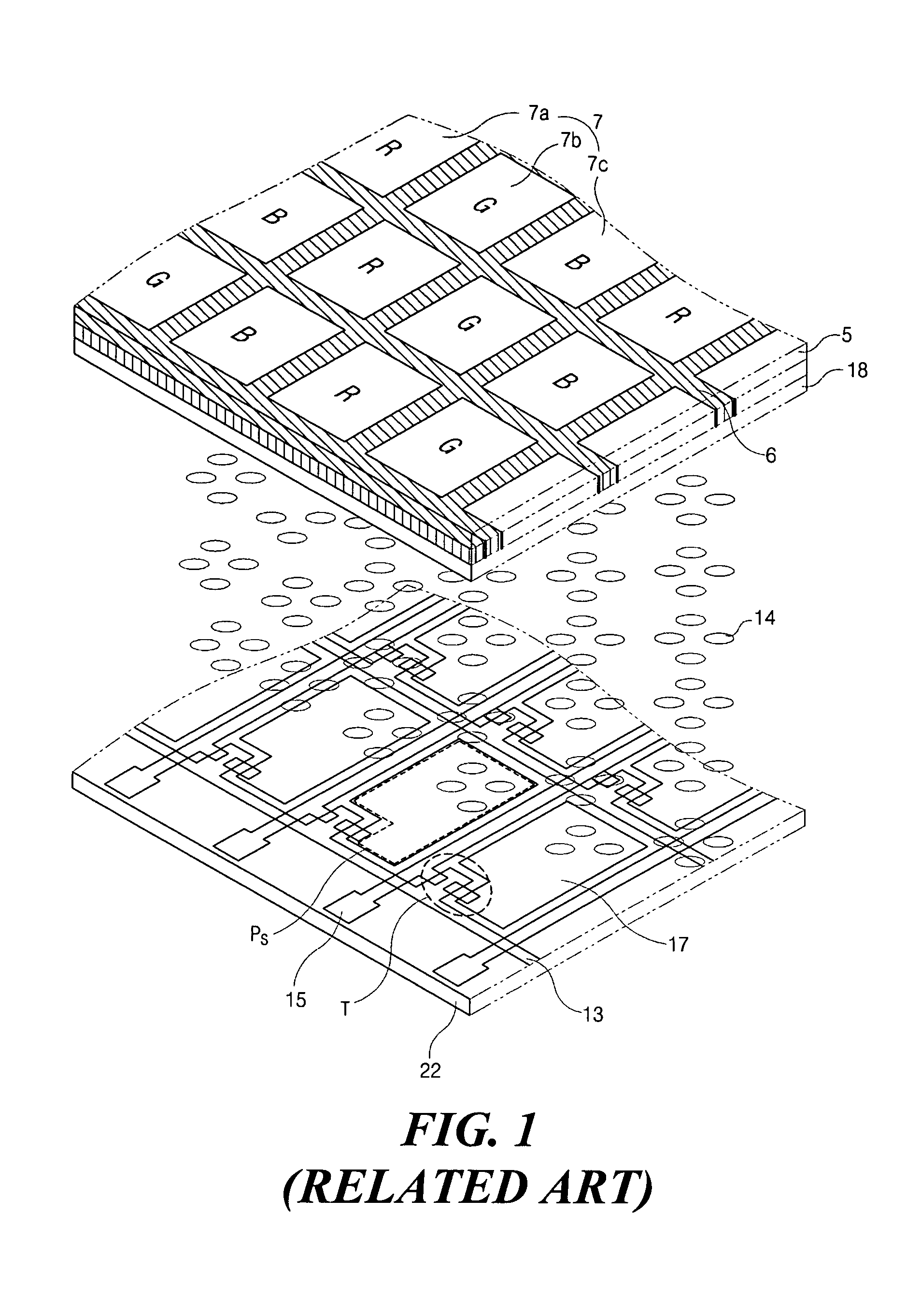 Liquid crystal display with the red, green, blue, and yellow sub-pixels surrounding the white sub-pixel