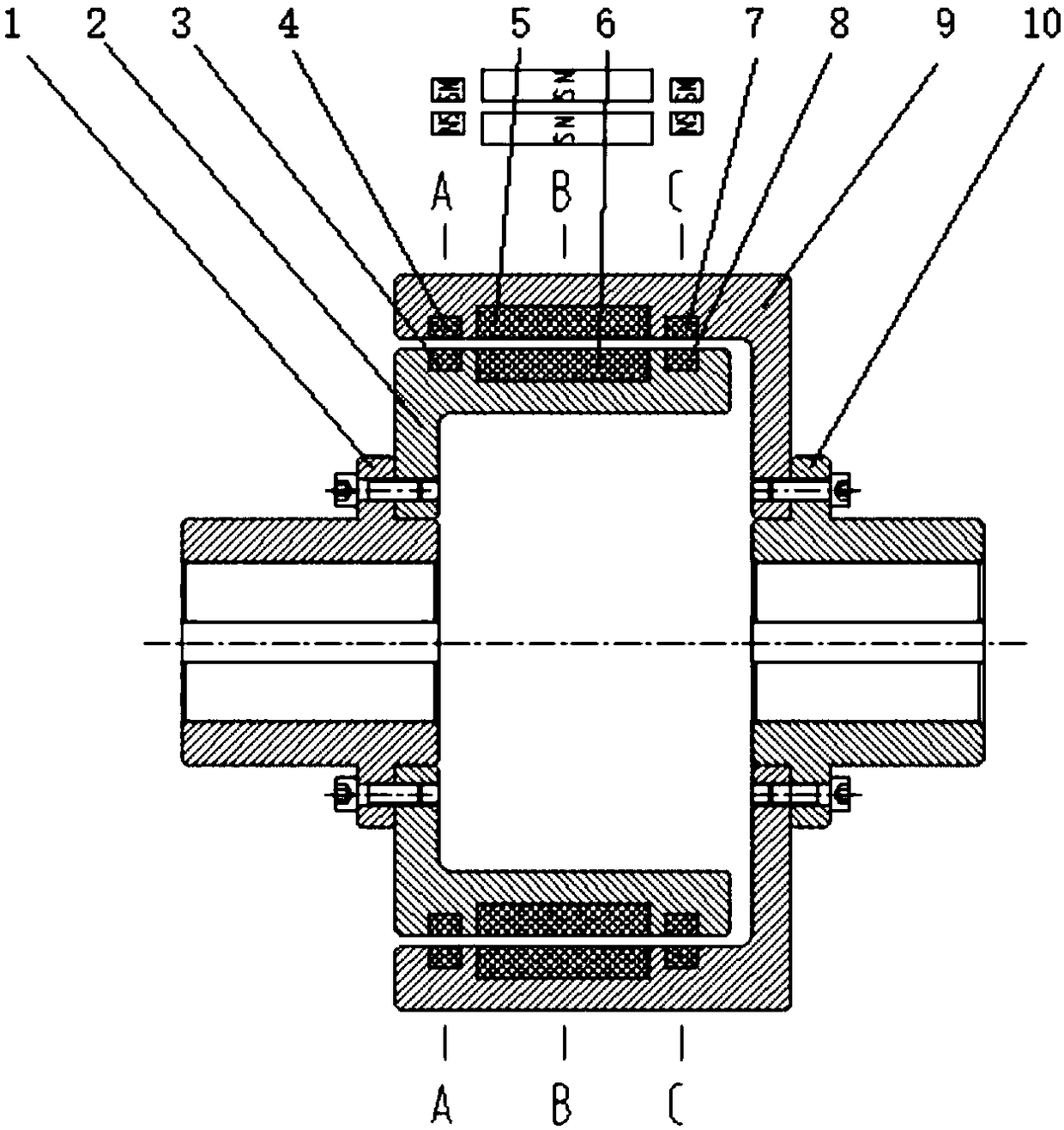 Self aligning-type permanent magnet coupling