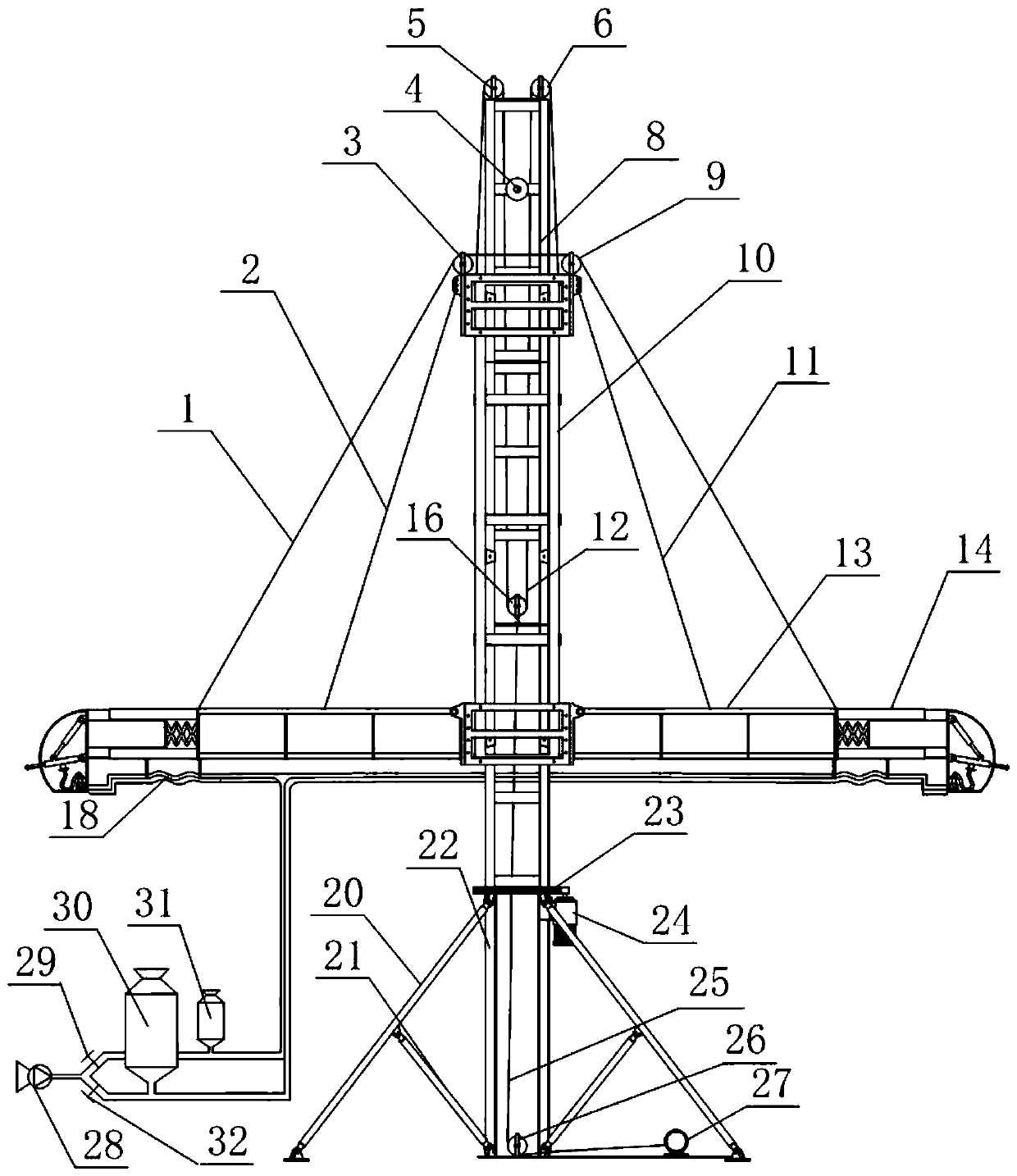 Unmanned automatic rust removing and spraying device for inner wall of storage tank