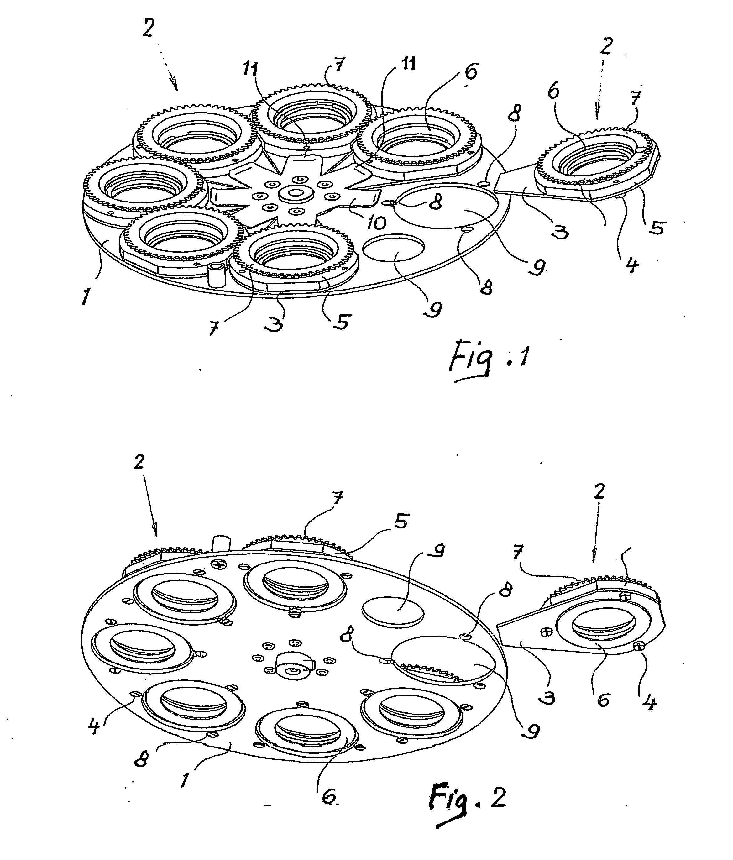 Equipment for a change of rotary gobos