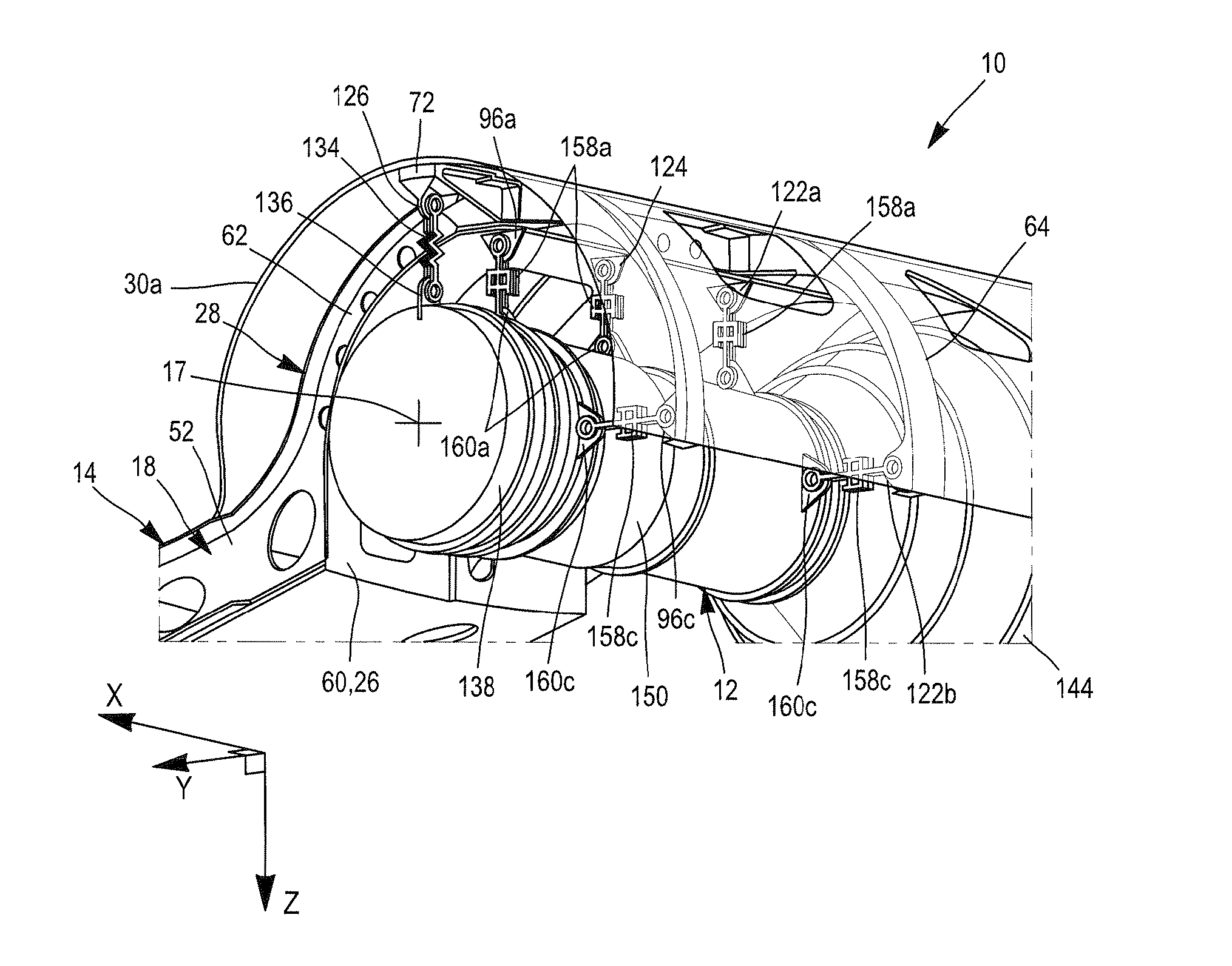 Lateral propulsion unit for aircraft comprising a turbine engine support arch