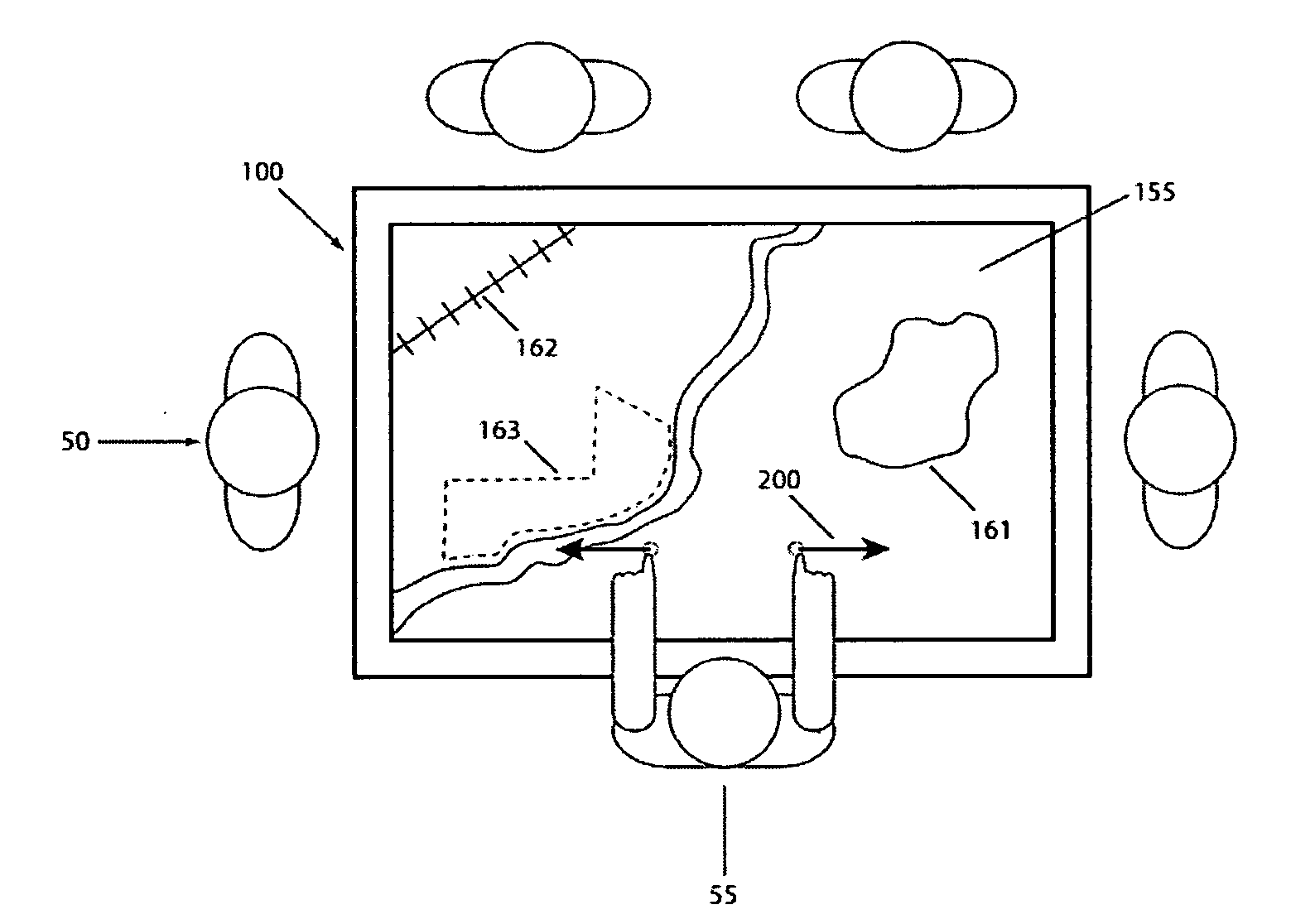 Bounding box gesture recognition on a touch detecting interactive display