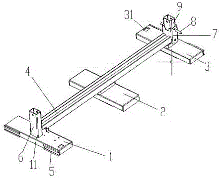 Fixing base of six-wheeled trolley