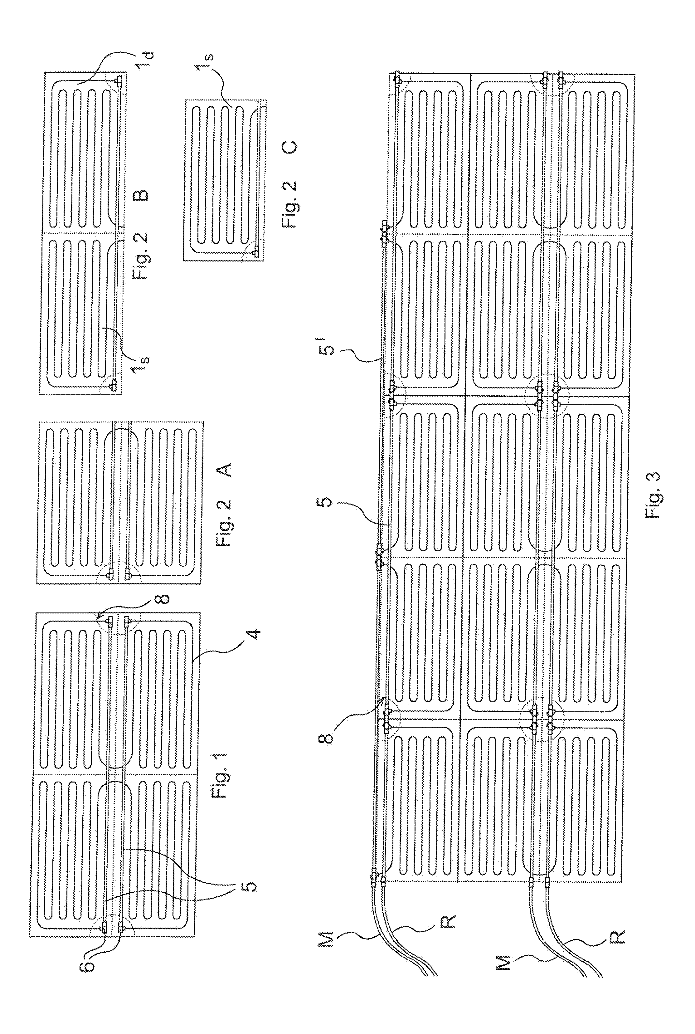 Modular, prefabricated radiant panel with integrated headers