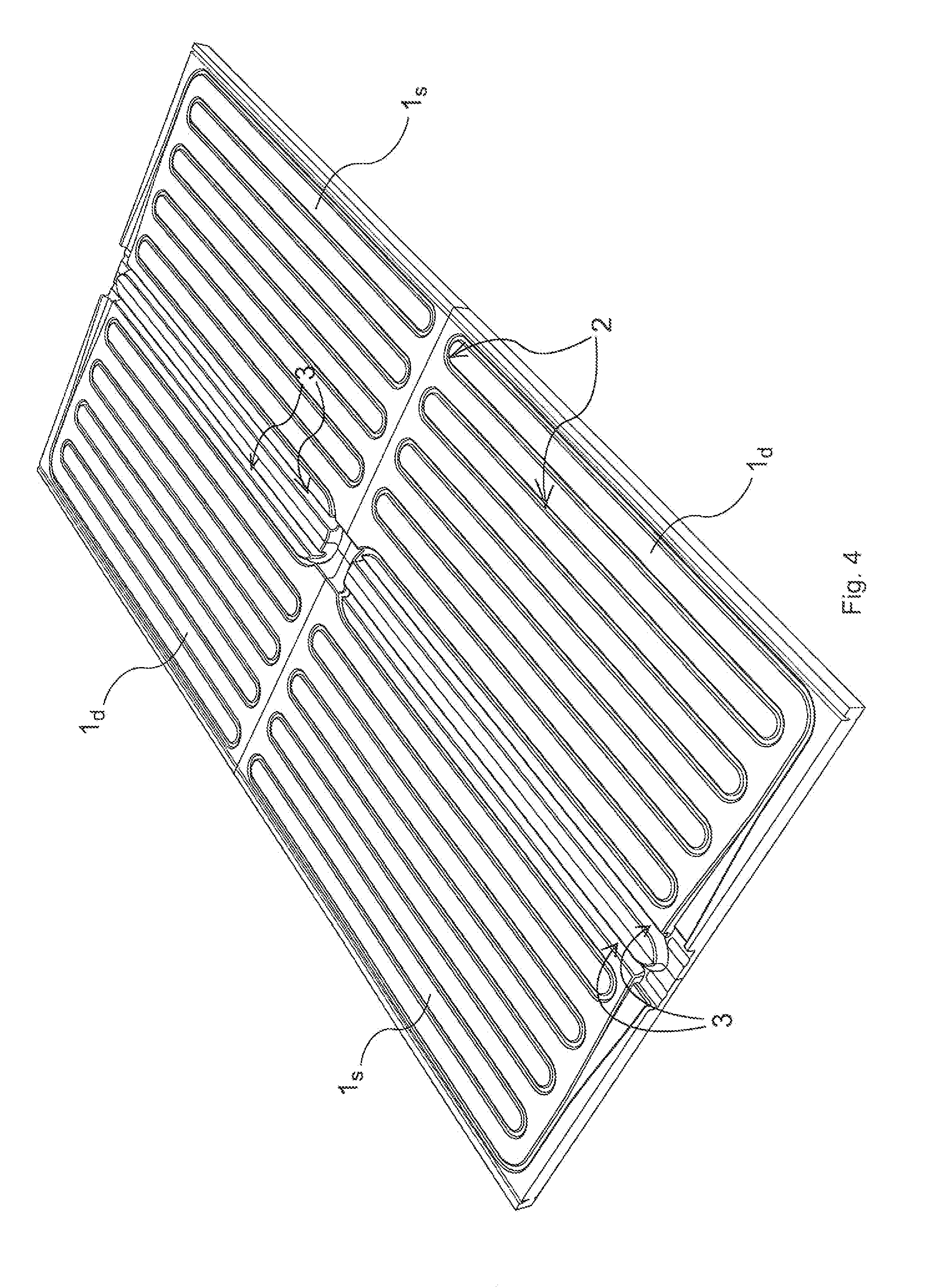 Modular, prefabricated radiant panel with integrated headers