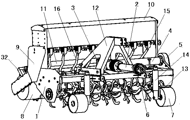 Novel rotary-tillage fertilizing seeder