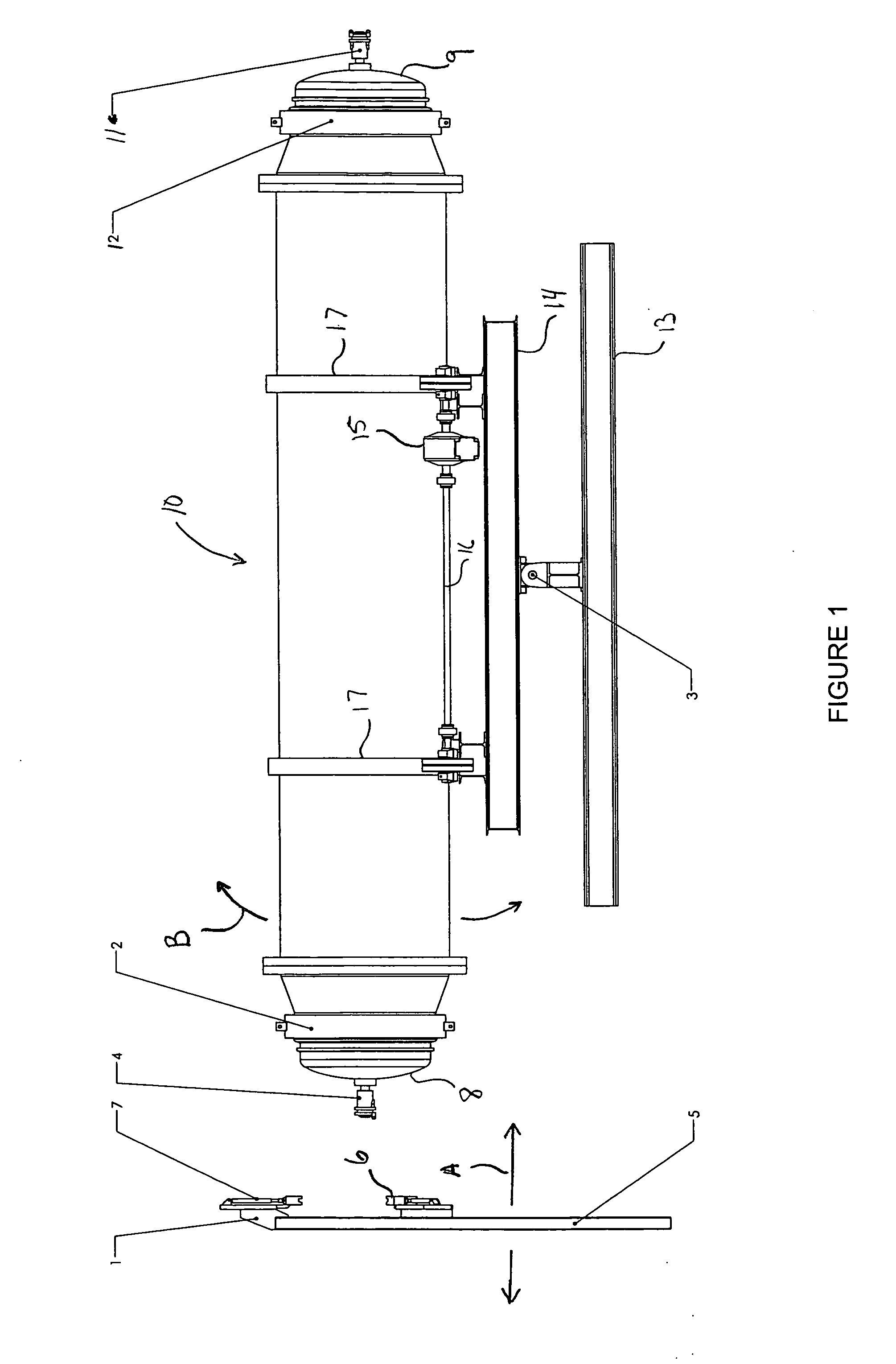 Waste treatment vessel featuring tilt mechanism and associated door arrangement