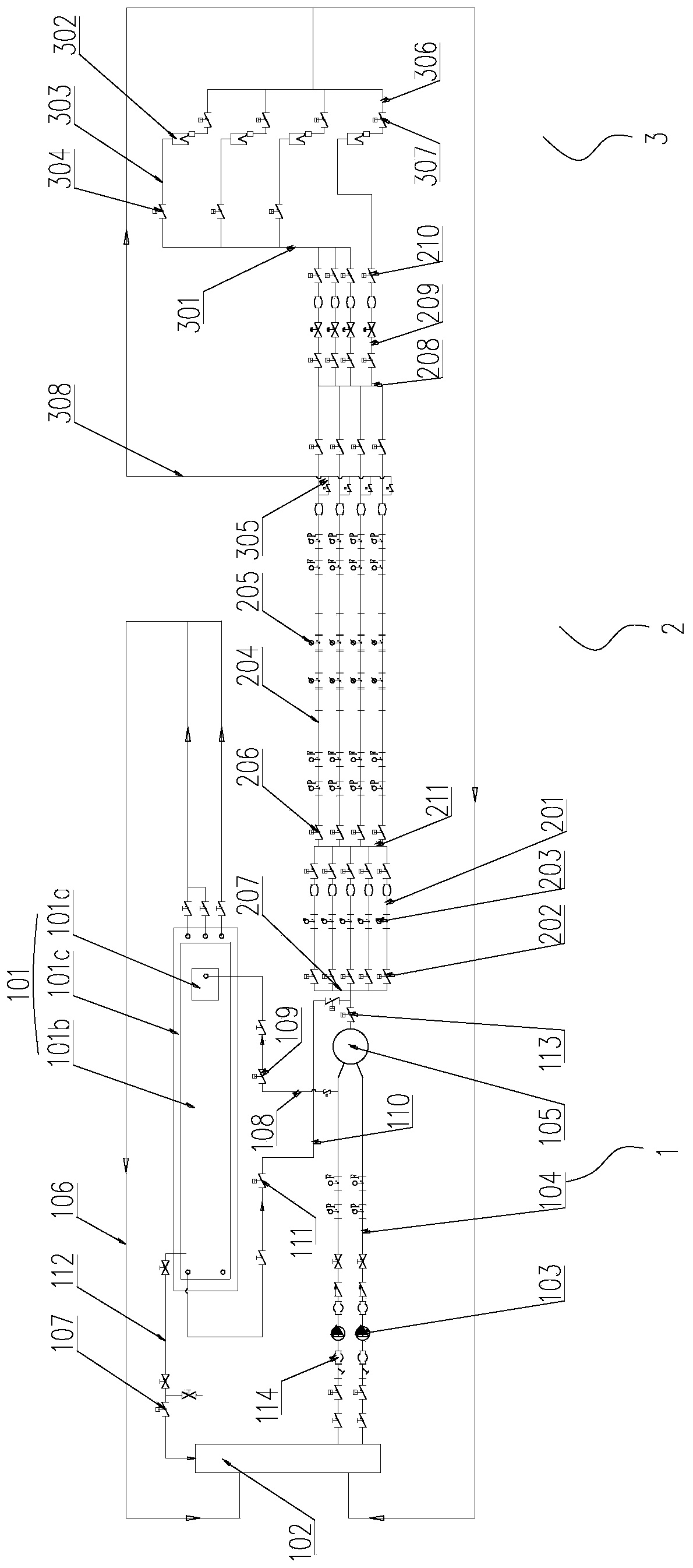 Flowmeter calibration system with multiple calibration lines and calibration method based on system