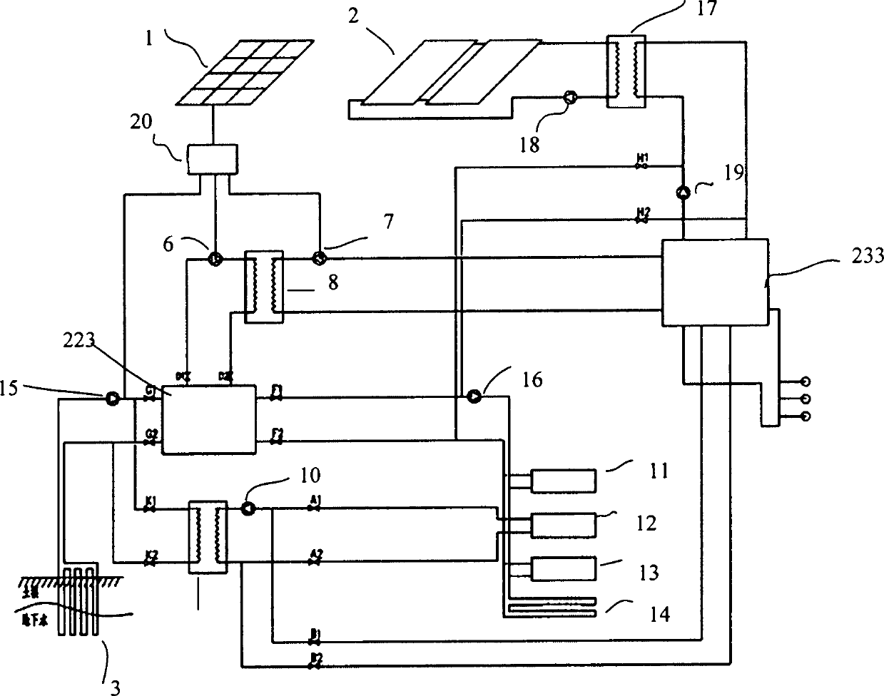 Combined type renewable building energy source supplying system