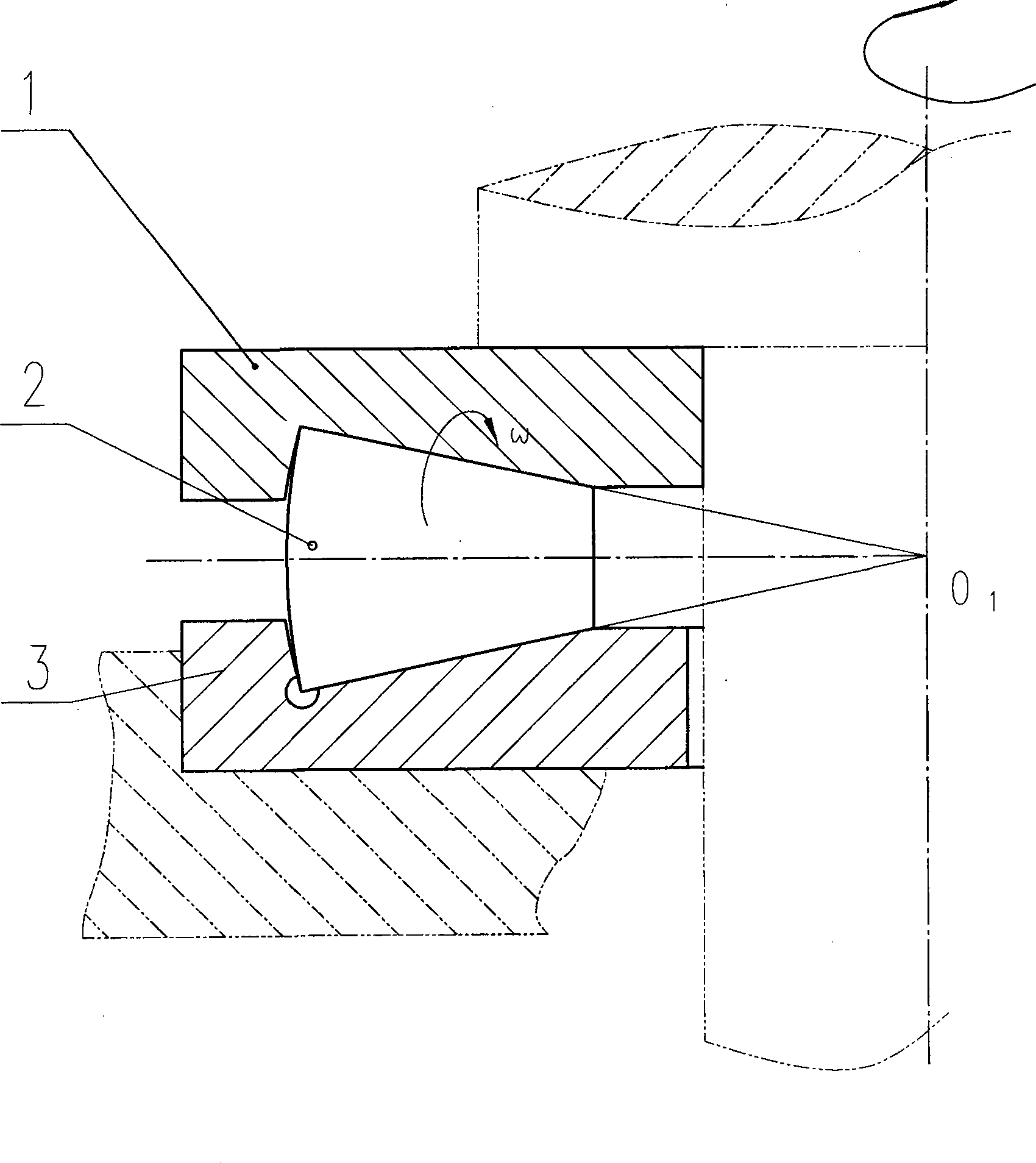 Oil film lubrication method between large-end face of taperroller and capped edge of housing washer in thrush bearing