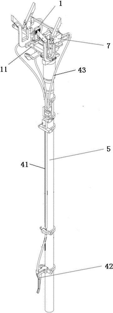 Rapid clamping and wire hanging apparatus for insulation piercing clamps