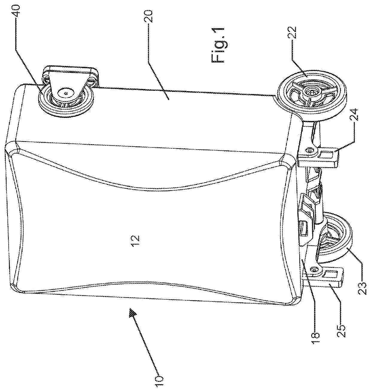 Rollable personal container transport device with rotating platform