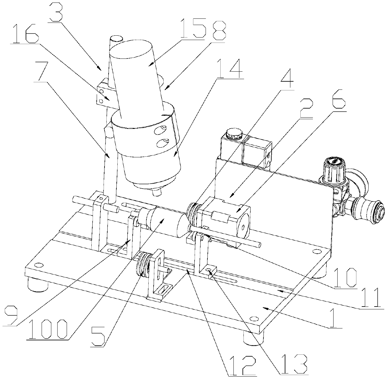 A rotor fan blade glue application device