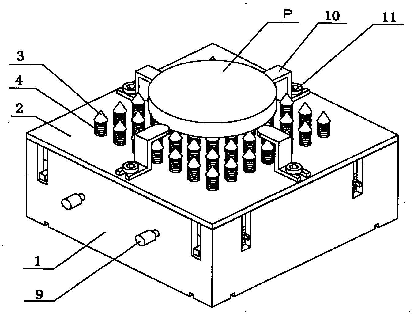 Spring type split block structure positioning clamp of free curve surface work pieces