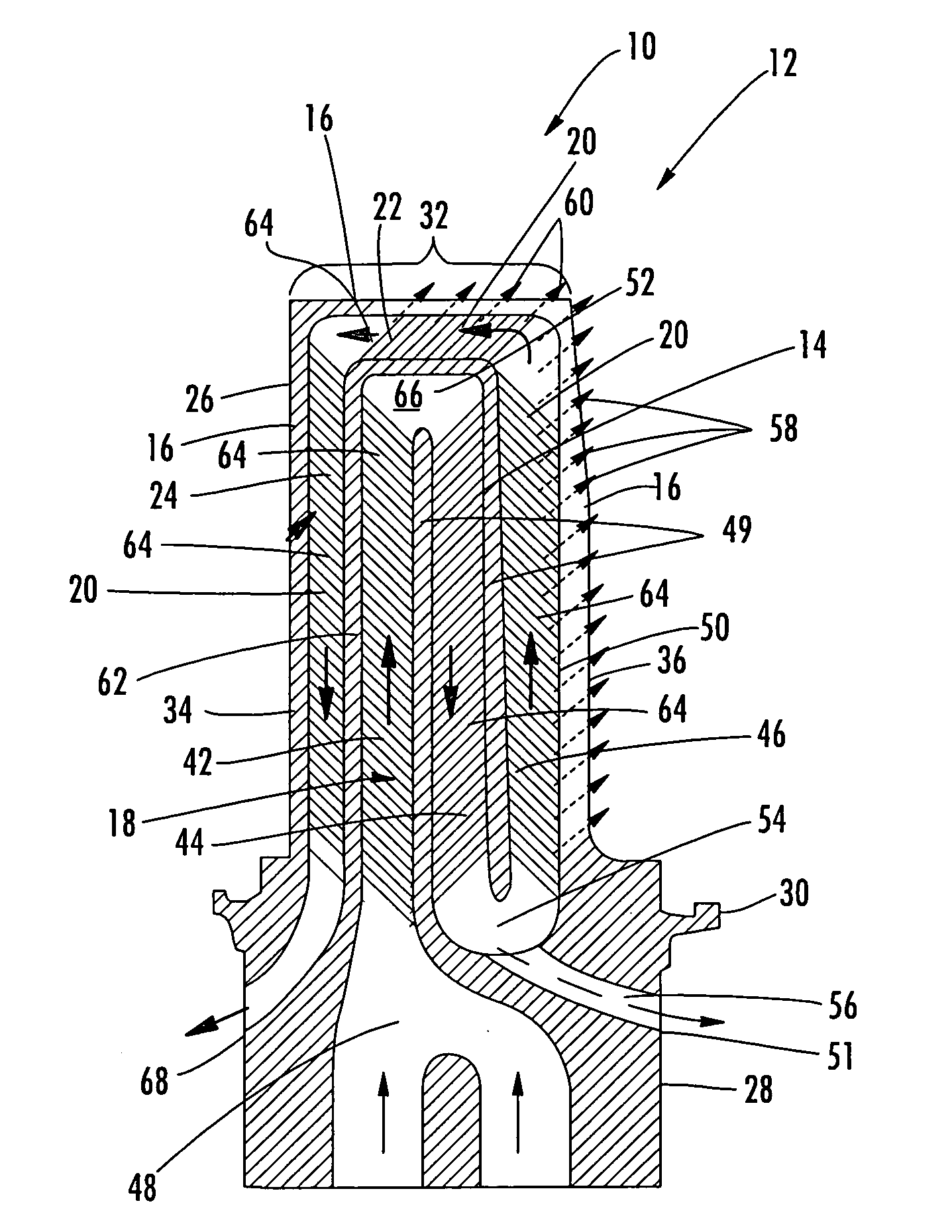 Turbine airfoil cooling system with perimeter cooling and rim cavity purge channels