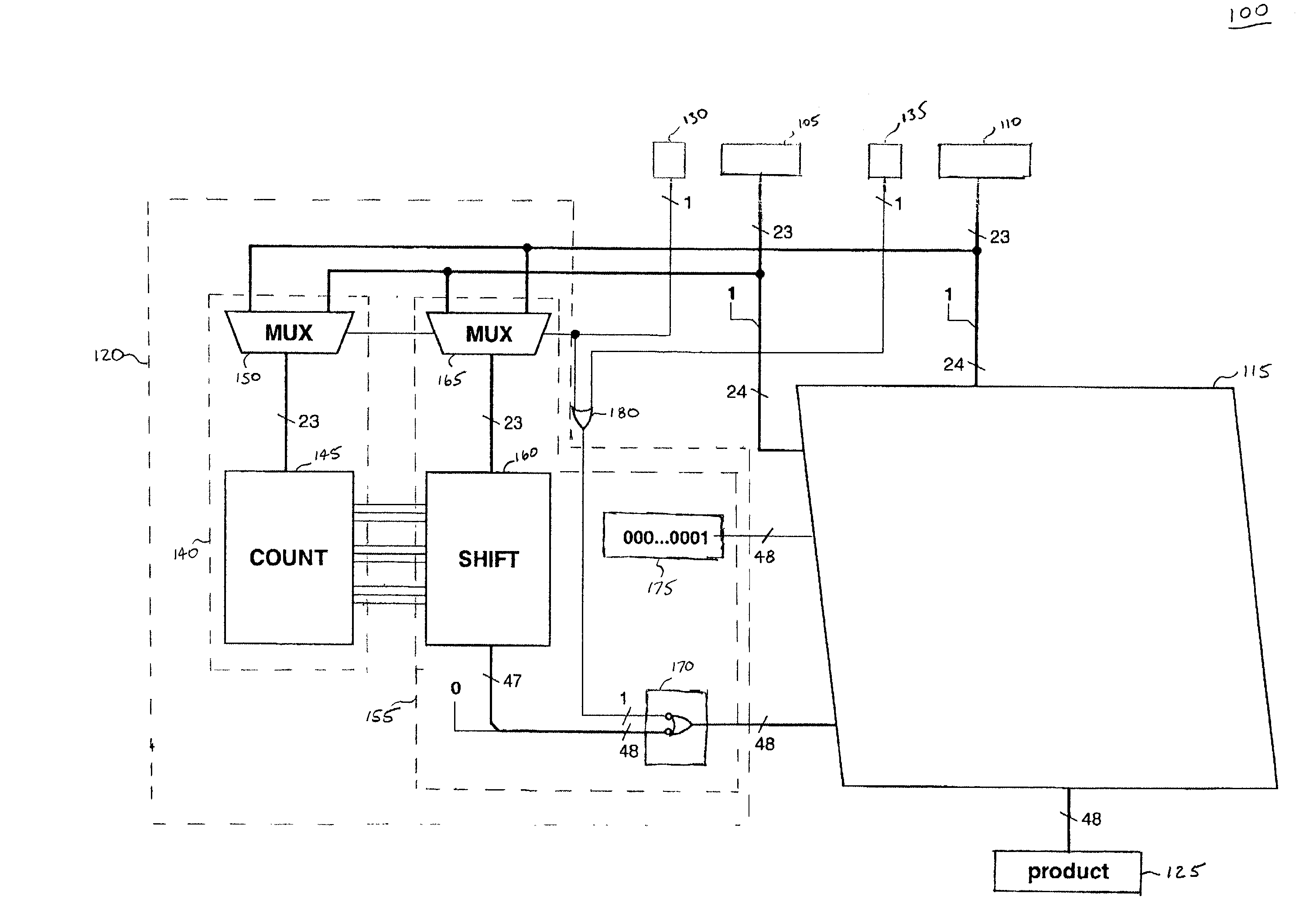 Floating point multiplier for delimited operands