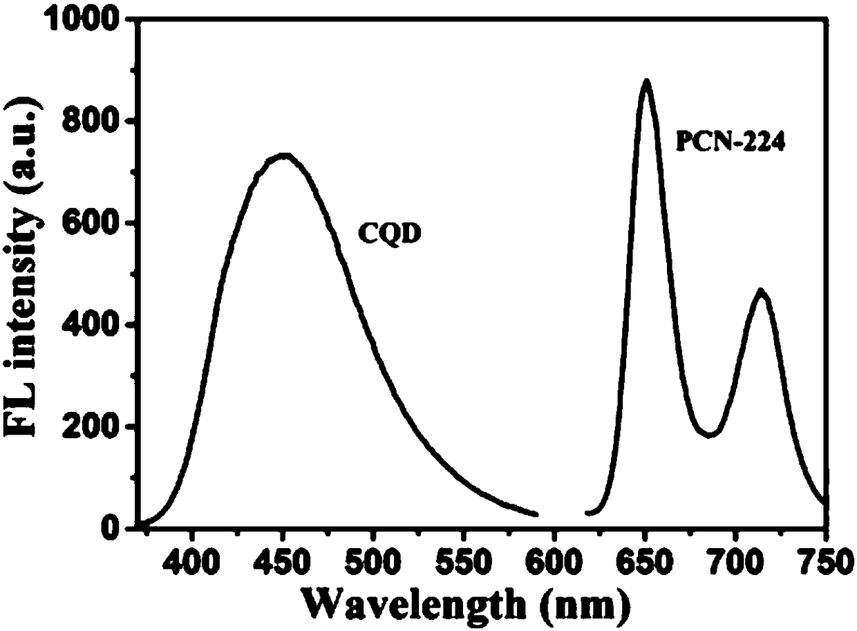 Application of metalloporphyrin framework encapsulated carbon quantum dots in detection of copper ions