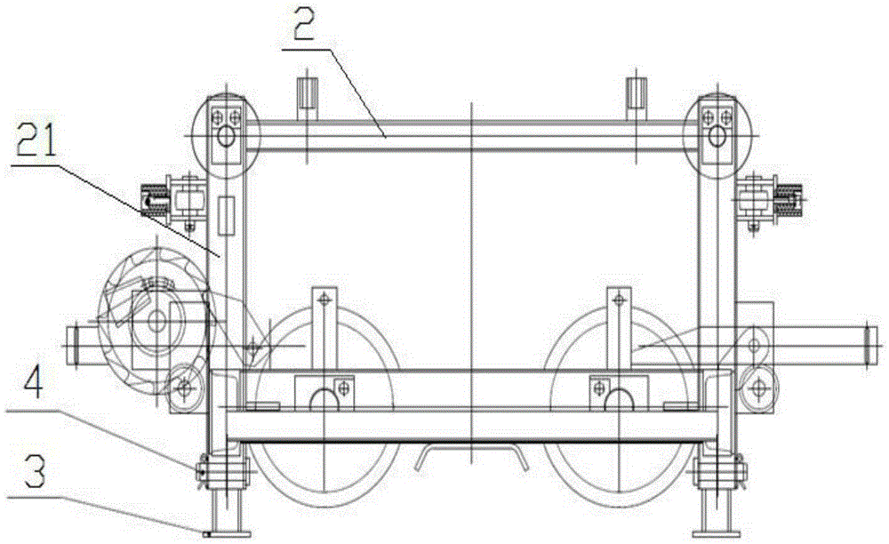 Variable amplitude trolley with detachable landing legs