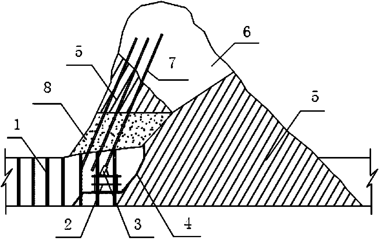 Down-the-hole drill follow-pipe hole-forming backfill concrete stable free face collapse processing construction method