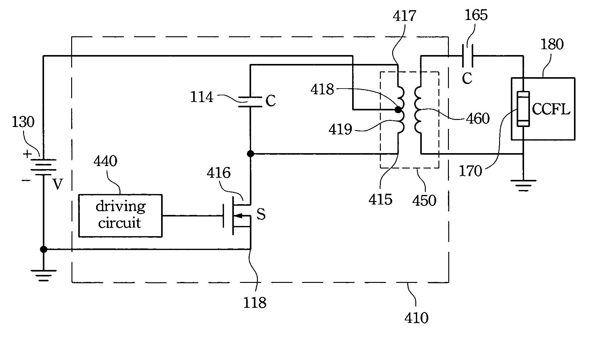 Inverter having single switching device