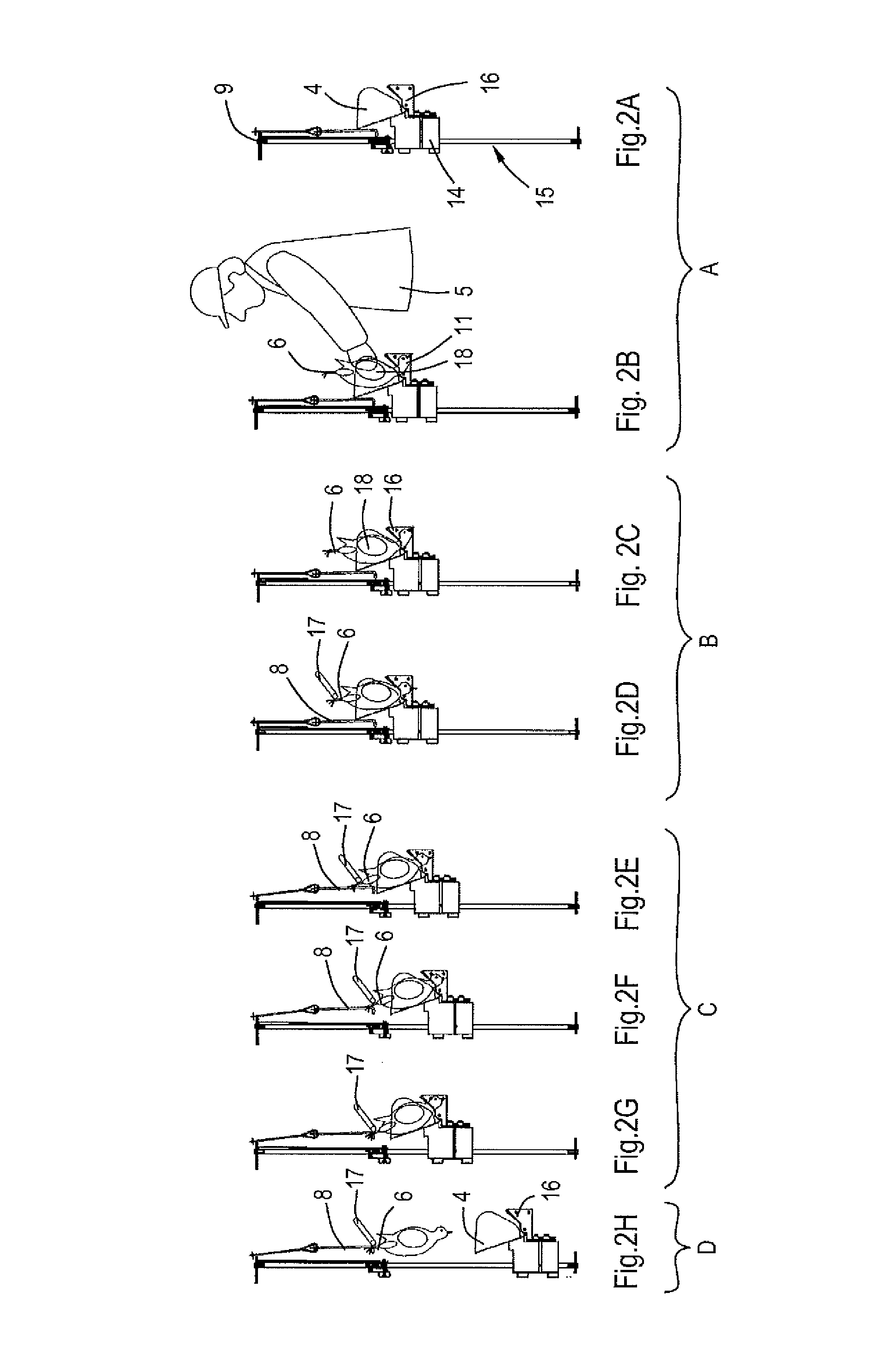 Method and installation for handling poultry