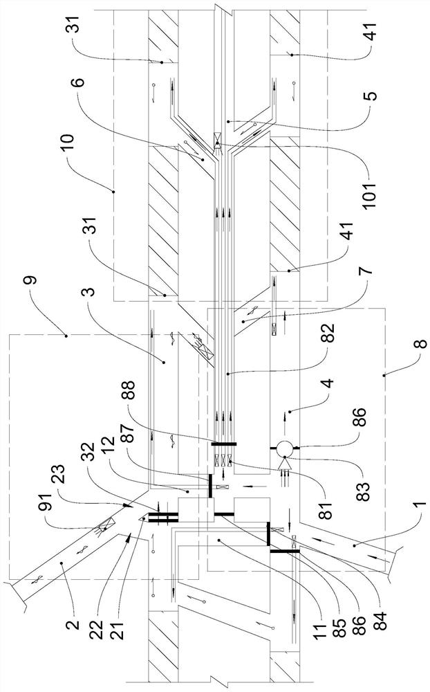 Press-in type construction ventilation system for extra-long high-gas tunnel