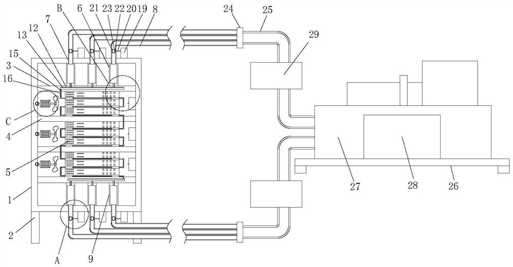 Heat dissipation cabinet with water cooling and air cooling functions for cloud computing server