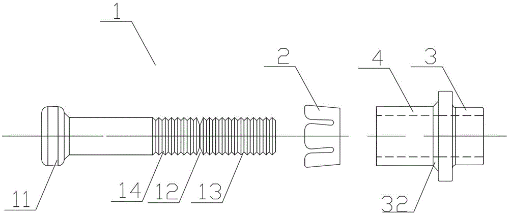 An anti-displacement blind rivet bolt and connection structure