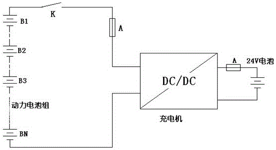 A kind of electric vehicle low-voltage battery charging system and its charging method