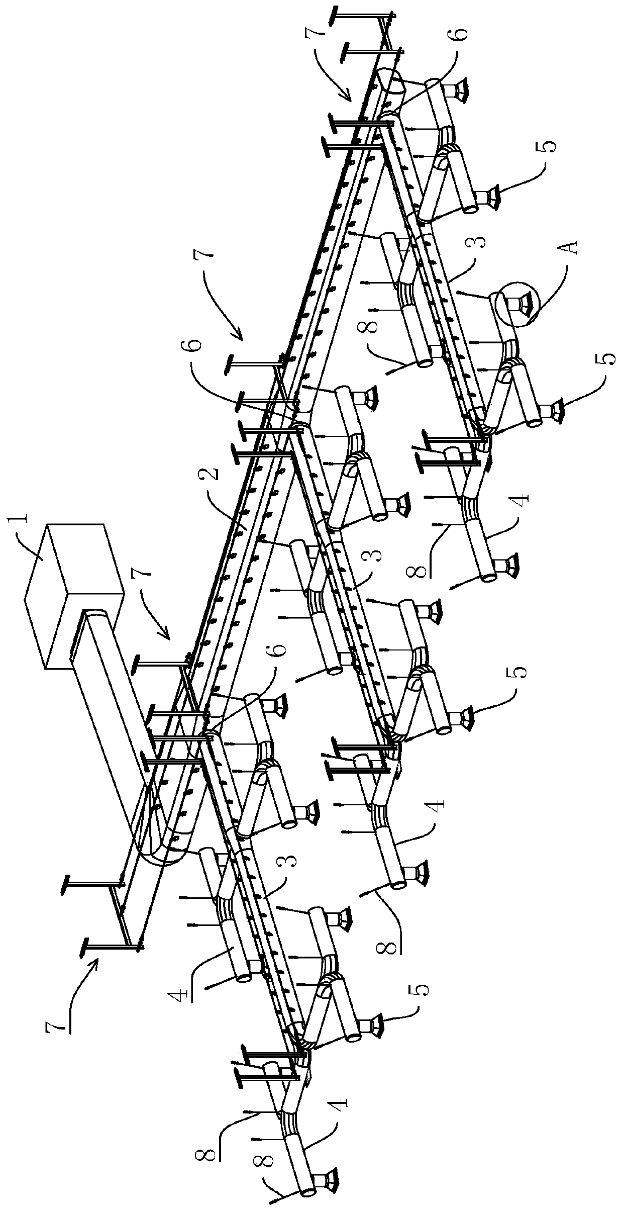 Socks air duct system used in factory and installation method of socks air duct system