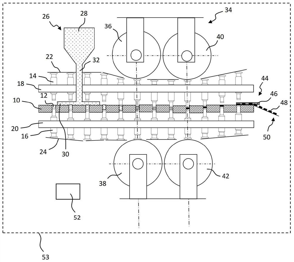 Discharge device for discharging pressed products from rotary press