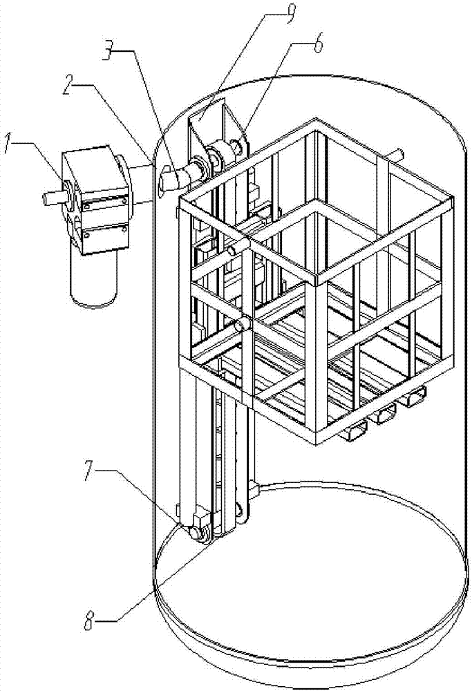 Lifting device for infiltration tank workpiece basket