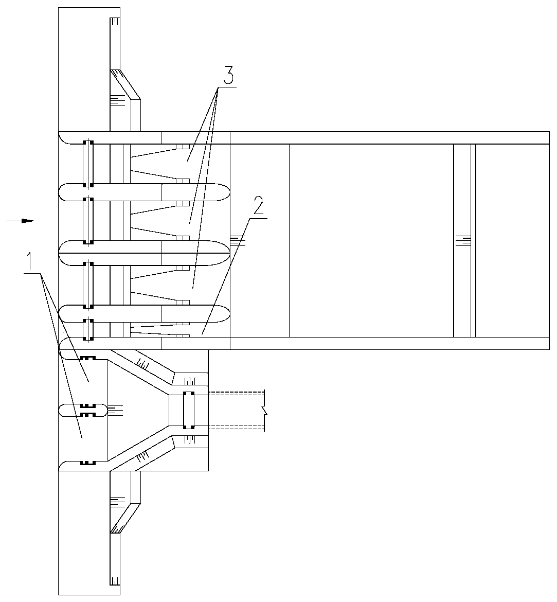 River bed water intake structure for hydropower station forward water taking