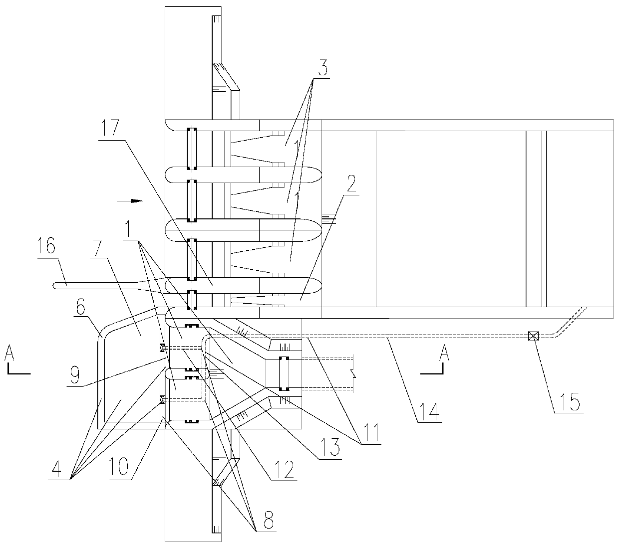 River bed water intake structure for hydropower station forward water taking