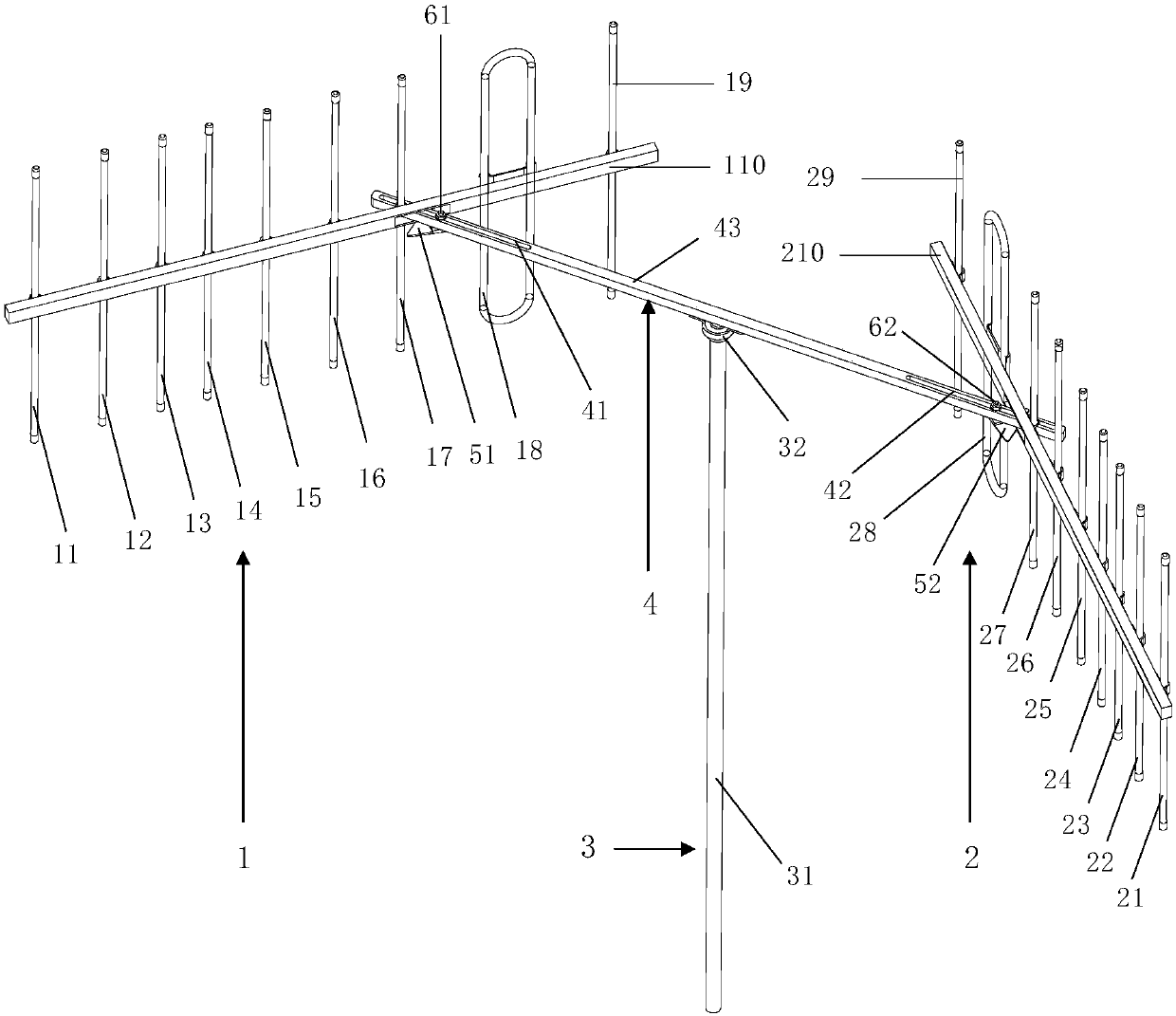 Rotating controllable AIS (automatic identification system) base station binary Yagi antenna array