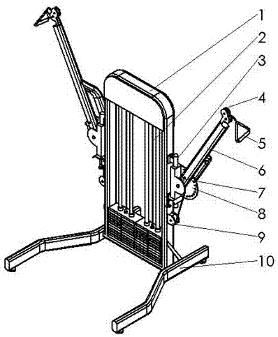 Multifunctional fitness device aiming at upper limb exercise and use direction thereof