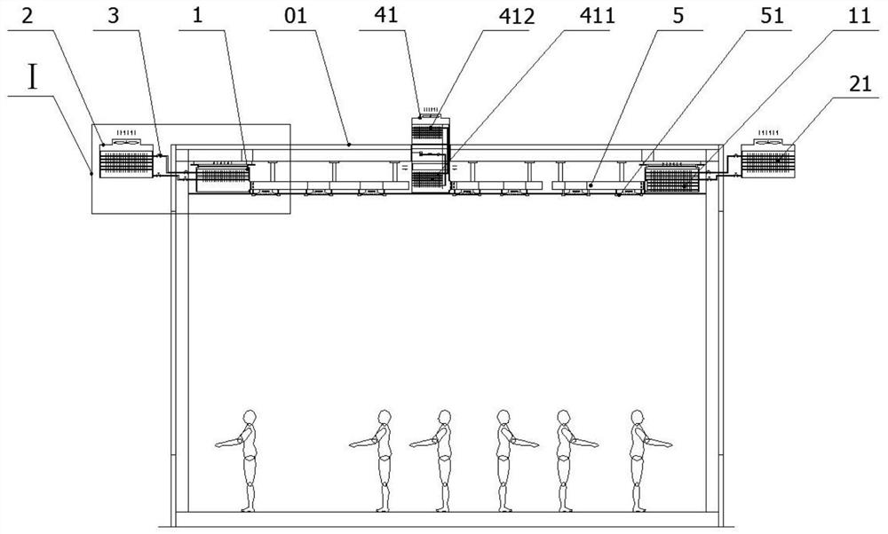 Heat pipe cold radiation system for public place