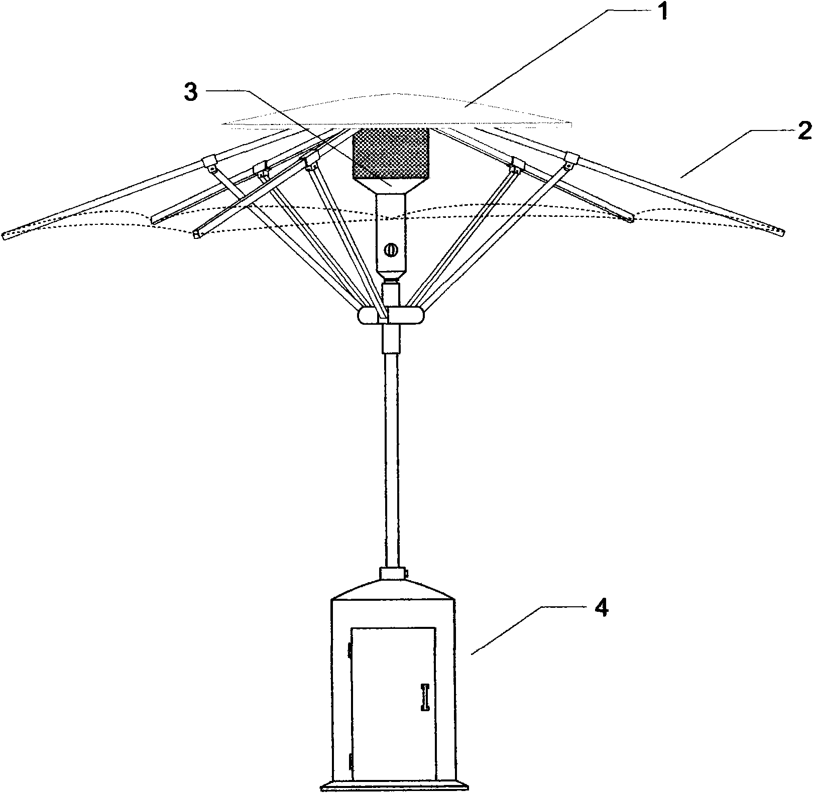 Courtyard umbrella with heating effect