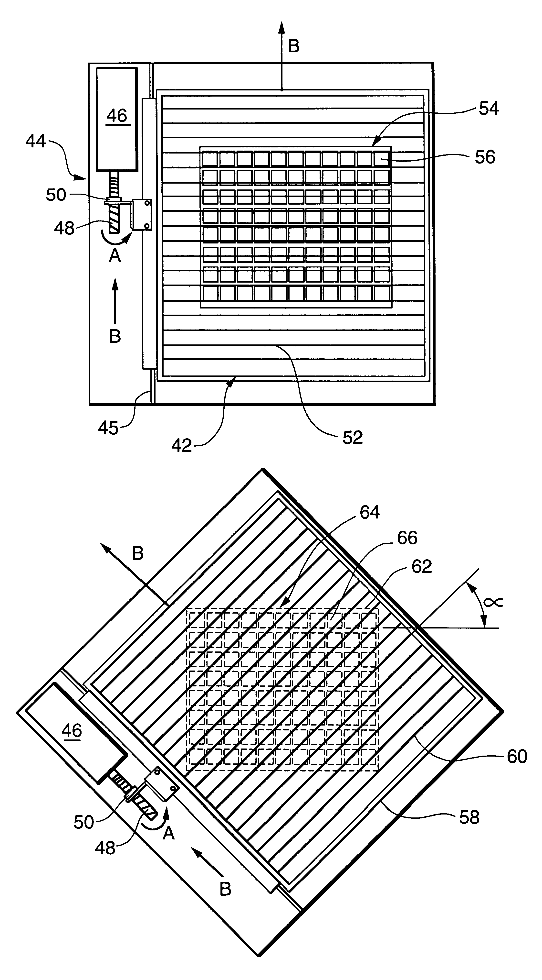 Single-stroke radiation anti-scatter device for x-ray exposure window